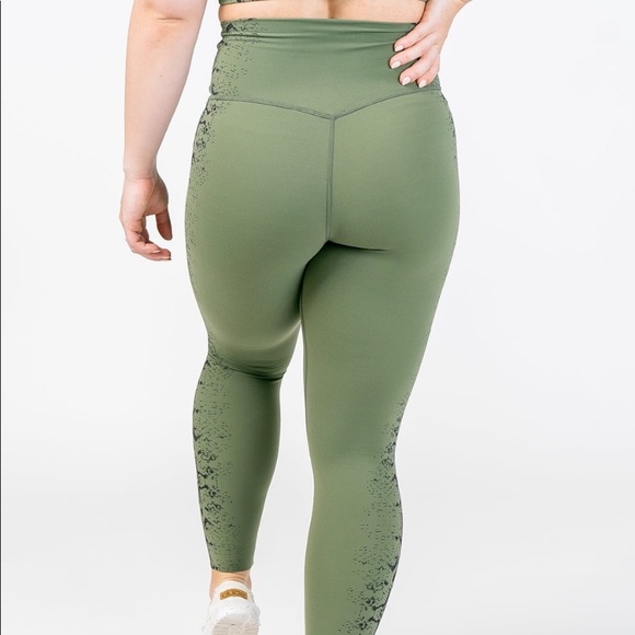 Curves N Combatboots Olive Green Snakeprint Leggings - Picture 2 of 8